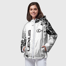 Ветровка с капюшоном женская Lexus texture Трещины, цвет: 3D-белый — фото 2