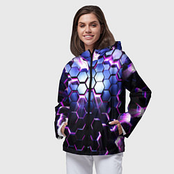 Ветровка с капюшоном женская Соты - 3d, цвет: 3D-черный — фото 2