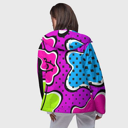 Женская ветровка Яркий абстрактный узор в стиле 90х, неоновые цвета / 3D-Белый – фото 4