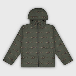 Ветровка с капюшоном женская Вертолеты паттерн, цвет: 3D-черный