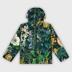 Ветровка с капюшоном женская Цветы Темный Сад, цвет: 3D-черный