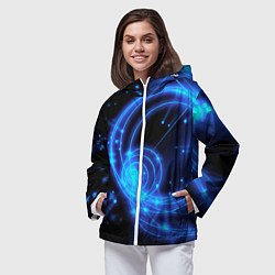 Ветровка с капюшоном женская Неоновый космос Neon space, цвет: 3D-белый — фото 2