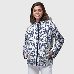 Ветровка с капюшоном женская Гжелевый рисунок, цвет: 3D-черный — фото 2