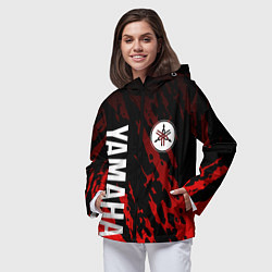 Ветровка с капюшоном женская Yamaha - Красные пятна, цвет: 3D-черный — фото 2