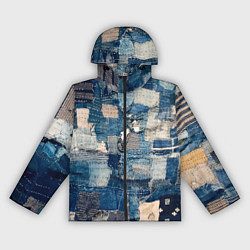 Ветровка с капюшоном женская Patchwork Jeans Осень Зима 2023, цвет: 3D-черный