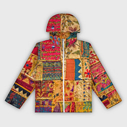 Ветровка с капюшоном женская Пэчворк Лоскутное одеяло Patchwork Quilt, цвет: 3D-белый