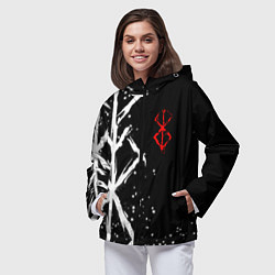 Ветровка с капюшоном женская БЕРСЕРК - КЛЕЙМО ЖЕРТВЫ, цвет: 3D-черный — фото 2