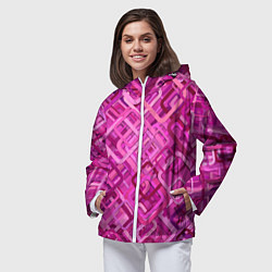 Ветровка с капюшоном женская КВАДРАТНЫЕ КОЛЬЦА, цвет: 3D-белый — фото 2