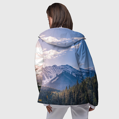 Женская ветровка Горы Лес Солнце / 3D-Белый – фото 4