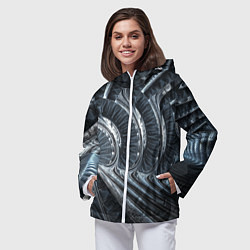 Ветровка с капюшоном женская Фрактальный абстрактный паттерн Броня Fractal Abst, цвет: 3D-белый — фото 2