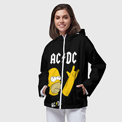 Ветровка с капюшоном женская AC DC ГОМЕР СИМПСОН SIMPSONS, цвет: 3D-белый — фото 2
