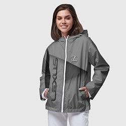 Ветровка с капюшоном женская Lexus - серая абстракция, цвет: 3D-белый — фото 2