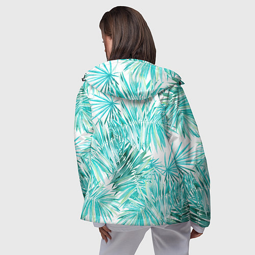 Женская ветровка Листья Пальмы Нарисованные Акварелью / 3D-Черный – фото 4