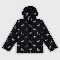 Женская ветровка Голуби на черном паттерн