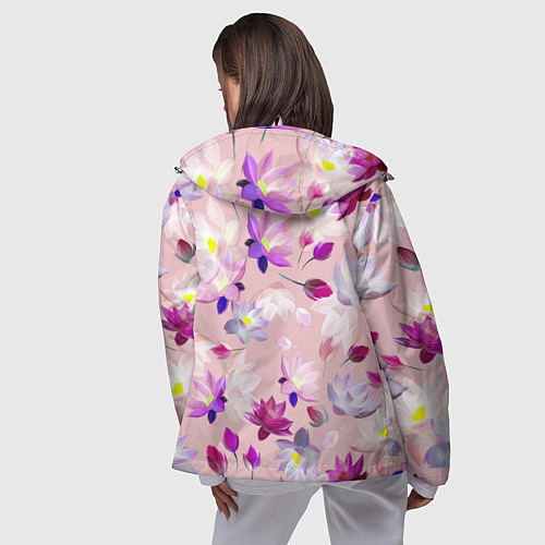 Женская ветровка Цветы Разноцветные Лотосы / 3D-Белый – фото 4