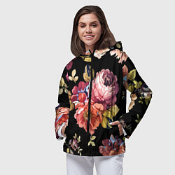 Ветровка с капюшоном женская Розы в летней ночи Fashion trend, цвет: 3D-черный — фото 2