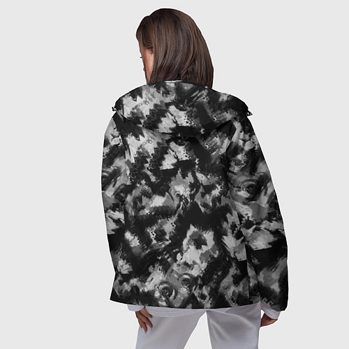 Женская ветровка Черно-белый абстрактный камуфляж / 3D-Черный – фото 4