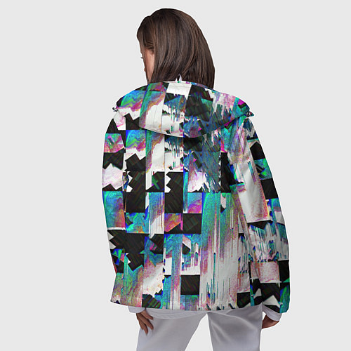 Женская ветровка Glitch Abstract squares Глитч Абстрактные квадраты / 3D-Белый – фото 4