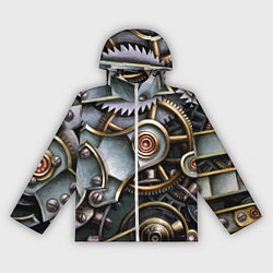 Ветровка с капюшоном женская Механизм из шестерёнок в стиле Стимпанк, цвет: 3D-белый