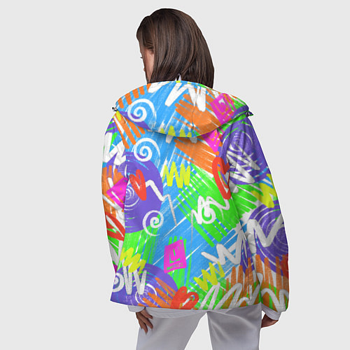 Женская ветровка Яркий геометрический принт на белом фоне / 3D-Белый – фото 4