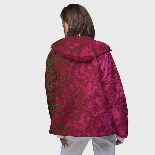 Женская ветровка Мраморная красная текстура камня red marble / 3D-Белый – фото 4
