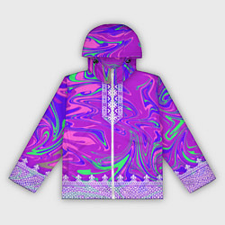 Ветровка с капюшоном женская Славянская рубаха с разводами, цвет: 3D-белый