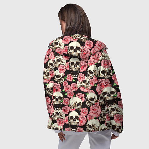 Женская ветровка Розы с черепами / 3D-Черный – фото 4