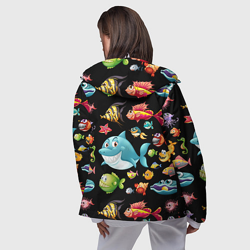Женская ветровка Прикольная акула и другие жители океана / 3D-Белый – фото 4