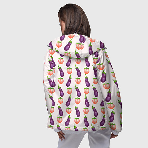 Женская ветровка Баклажаны и персики паттерн / 3D-Белый – фото 4