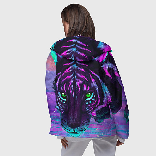 Женская ветровка Светящийся неоновый тигр / 3D-Белый – фото 4