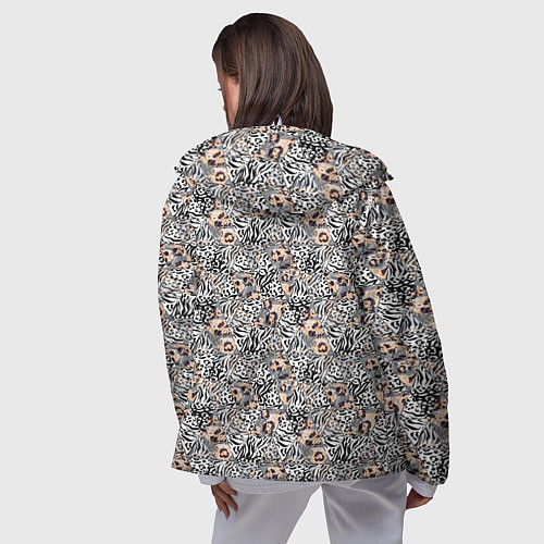 Женская ветровка Тигрово-леопардовый геометрический / 3D-Белый – фото 4