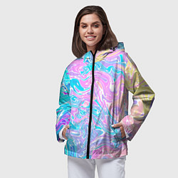 Ветровка с капюшоном женская Liquid holographic waves, цвет: 3D-черный — фото 2