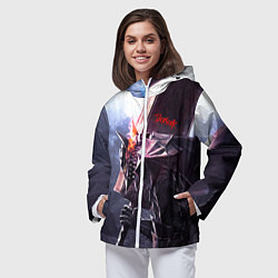 Ветровка с капюшоном женская Берсерк С Мечечём На Плече, цвет: 3D-белый — фото 2