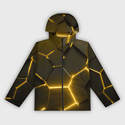 Ветровка с капюшоном женская Золотые неоновые геометрические плиты, цвет: 3D-черный