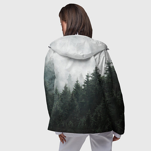 Женская ветровка Туманный хвойный лес / 3D-Белый – фото 4