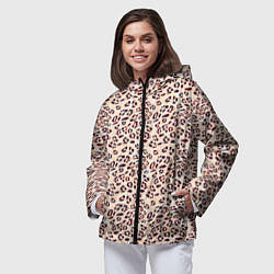 Ветровка с капюшоном женская Коричневый с бежевым леопардовый узор, цвет: 3D-черный — фото 2