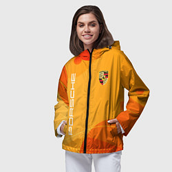 Ветровка с капюшоном женская Porsche Жёлтая абстракция, цвет: 3D-черный — фото 2