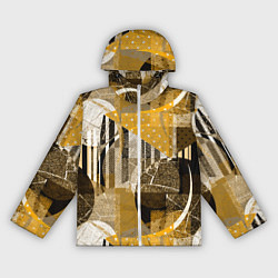 Женская ветровка Гранжевая абстракция: Черный, белый, горчичный орн