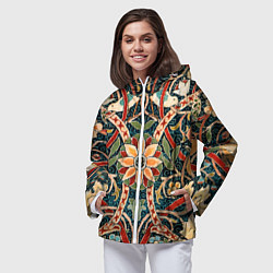 Ветровка с капюшоном женская Ковер с птицами, цвет: 3D-белый — фото 2