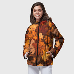 Ветровка с капюшоном женская Опавшие листья, цвет: 3D-черный — фото 2