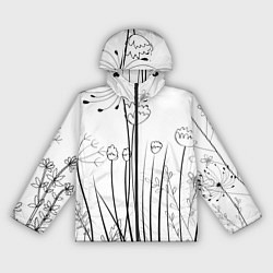 Женская ветровка Цветочный черно-белый орнамент