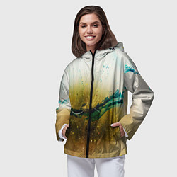 Ветровка с капюшоном женская Абстрактные блёстки, тени и краски, цвет: 3D-черный — фото 2