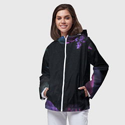 Ветровка с капюшоном женская Неоновые космические тропики, цвет: 3D-белый — фото 2