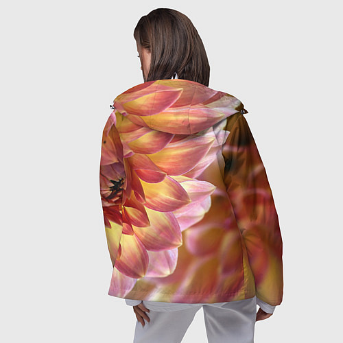 Женская ветровка Оранжевые георгины лепестки / 3D-Белый – фото 4