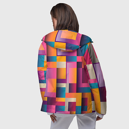 Женская ветровка Квадрат и прямоугольники / 3D-Черный – фото 4