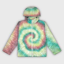Ветровка с капюшоном женская Зеленый с желтым тай дай, цвет: 3D-белый