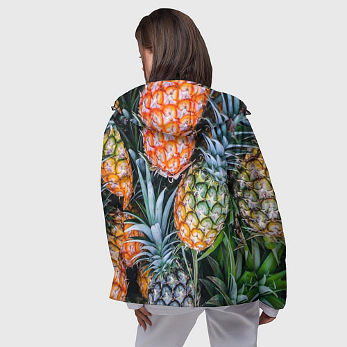Женская ветровка Фон из ананасов / 3D-Черный – фото 4