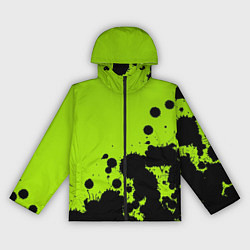 Женская ветровка Чёрные кляксы на зелёном фоне