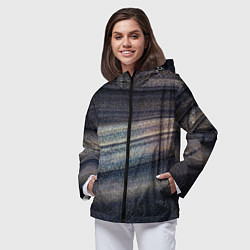 Ветровка с капюшоном женская Волны блестящего тёмного песка, цвет: 3D-черный — фото 2