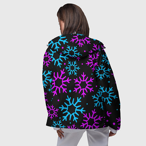Женская ветровка Неоновые снежинки / 3D-Белый – фото 4